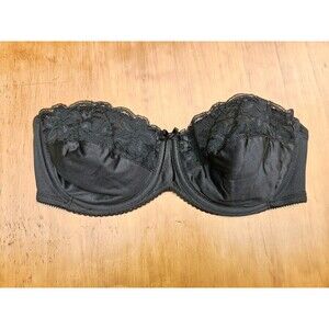 Vintage Playtex Bra 38C Style 4731 Strapless Pin-Up Retro Black Nylon USA